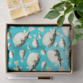 blauwgroen vispatroon tissuepapier (Geschenk)