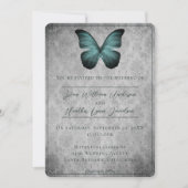 Blauwgroen vlinder Damask bruiloft Kaart (Voorkant)
