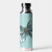 Blauwgroen vlinder in het hek waterfles (Links)