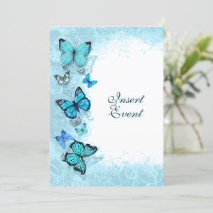 Blauwgroen vlinder van aqua blue waterverf kaart