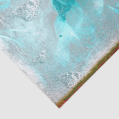 Blauwgroen vlinderbloem Zilver Antiek Tissuepapier (Detail)