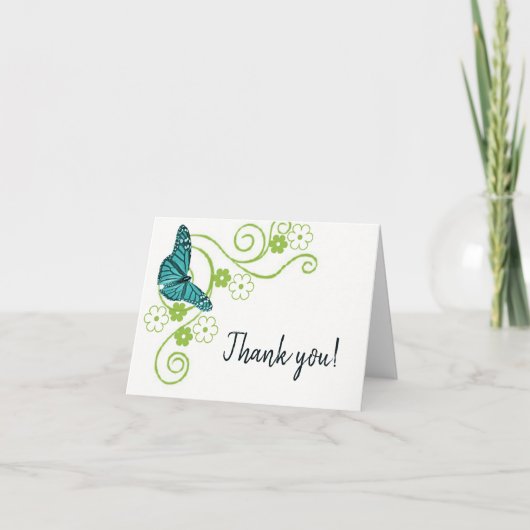 Blauwgroen vlinderbloemigen Dank u wel kaarten (Voorkant)