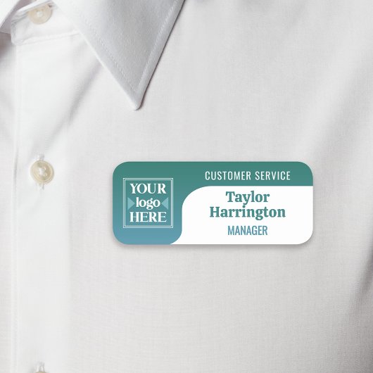 Blauwgroen Voeg de naam en titel van uw Logo-medew Naamplaatje