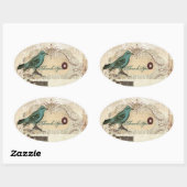 Blauwgroen Vogel florale botanische bruiloft Ovale Sticker (Vel)
