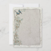  Blauwgroen vogels Damask Evening Reception Kaart (Achterkant)