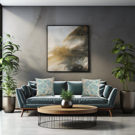 Blauwgroen volken op de natuurlijke Taupe Pillow Kussen