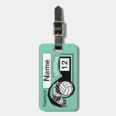 Blauwgroen volleybal 🏐 | DIY Achtergrondkleur Bagagelabel (Voorkant verticaal)