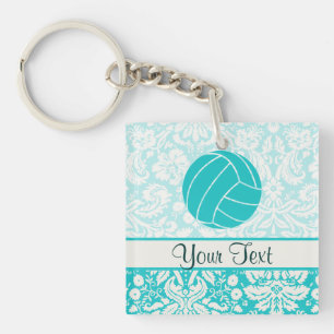 Blauwgroen volleybal sleutelhanger