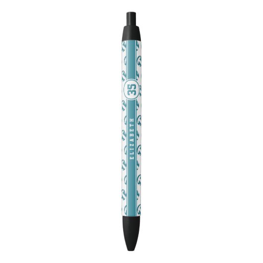 blauwgroen volleybal team spirit geschenken met sp zwarte inkt pen (Voorkant Verticaal)