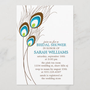 Blauwgroen Vrijgezellenfeest Peacock Feathers Kaart