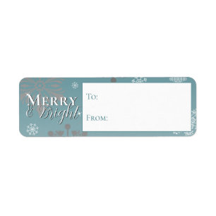 Blauwgroen vrolijke en felle sneeuwvlokken van en  etiket