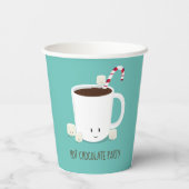 Blauwgroen warme chocolade voor kerstfeestjes papieren bekers (Achterkant)