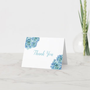 Blauwgroen Waterverf Bloemen Gevouwen Bedankkaart