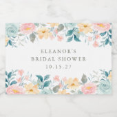 Blauwgroen Waterverf Bloemen Vrijgezellenfeest Cus Sparkling Wijnetiket (Enkel label)