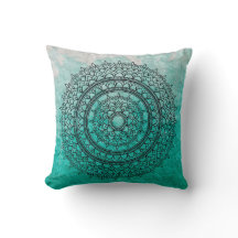  Blauwgroen Waterverf Bohemian Mandala Flower Art