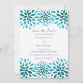 Blauwgroen Waterverf Chrysanthemum Opslaan Datum Save The Date (Voorkant)