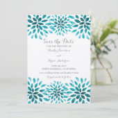 Blauwgroen Waterverf Chrysanthemum Opslaan Datum Save The Date (Staand voorkant)