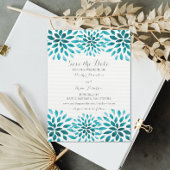 Blauwgroen Waterverf Chrysanthemum Opslaan Datum Save The Date