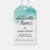 Blauwgroen Waterverf die gemaakt is met het Label  Cadeaulabel (Voorkant)