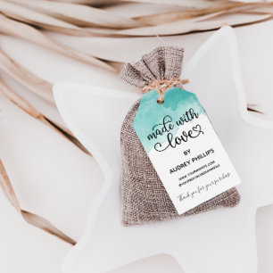 Blauwgroen Waterverf die gemaakt is met het Label  Cadeaulabel