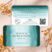 Blauwgroen Waterverf Esthetician Spa Cadeaubon Visitekaartje