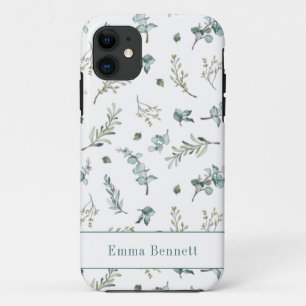 Blauwgroen Waterverf Eucalyptus Greenery Patroonna iPhone 11 Hoesje