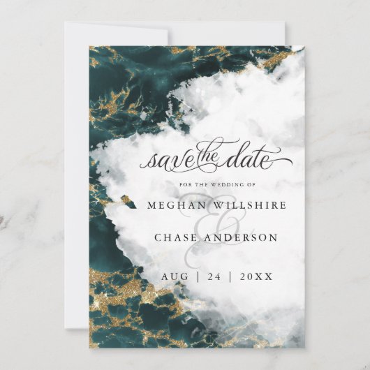 Blauwgroen Waterverf Geode BarefootBride™ (Voorkant)