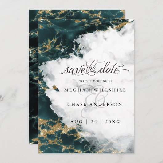 Blauwgroen Waterverf Geode BarefootBride™ (Voorkant / Achterkant)