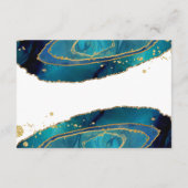 Blauwgroen Waterverf Gold Script Agate Reception Informatiekaartje (Achterkant)