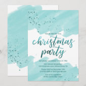 Blauwgroen Waterverf kerstfeest Kaart (Voorkant / Achterkant)