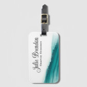 Blauwgroen Waterverf Moderne Elegant Custom Busine Bagagelabel (Voorkant (verticaal))