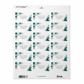 Blauwgroen Waterverf Rozen Elegant Wedding Address Etiket (Full Sheet)
