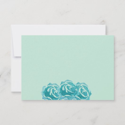 Blauwgroen Waterverf Rozen Weddenschap RSVP (Achterkant)