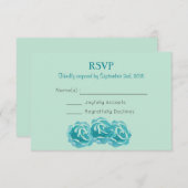 Blauwgroen Waterverf Rozen Weddenschap RSVP (Voorkant / Achterkant)
