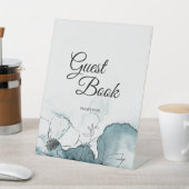 Blauwgroen Waterverf Sketch Weddenschap Reclamebord Met Voetstuk (Insitu)