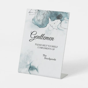 Blauwgroen Waterverf Sketch Wedding Gentlemen Bath Reclamebord Met Voetstuk