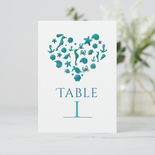 Blauwgroen Waterverf Tabelnummerkaarten voor batch Kaart (Staand voorkant)