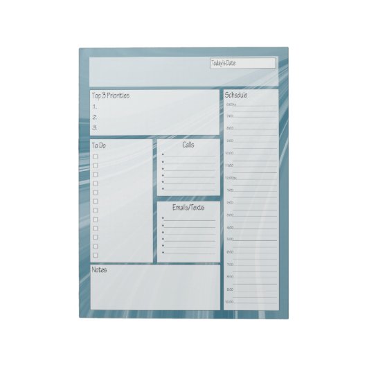 Blauwgroen Wave Daily Planner Planning Notitieblok (Gedraaid)