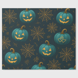 Blauwgroen Webbed Jack - O’ - Lantaarns Cadeaupapier