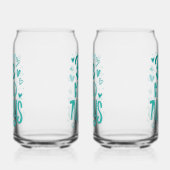 Blauwgroen "Wees vriendelijk" Motivatie boodschap Blikvorm Glas (Rechts)