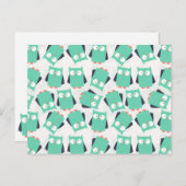 Blauwgroen Whimsical Owl Briefkaart (Voorkant / Achterkant)
