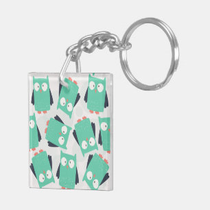 Blauwgroen Whimsical Owl Sleutelhanger