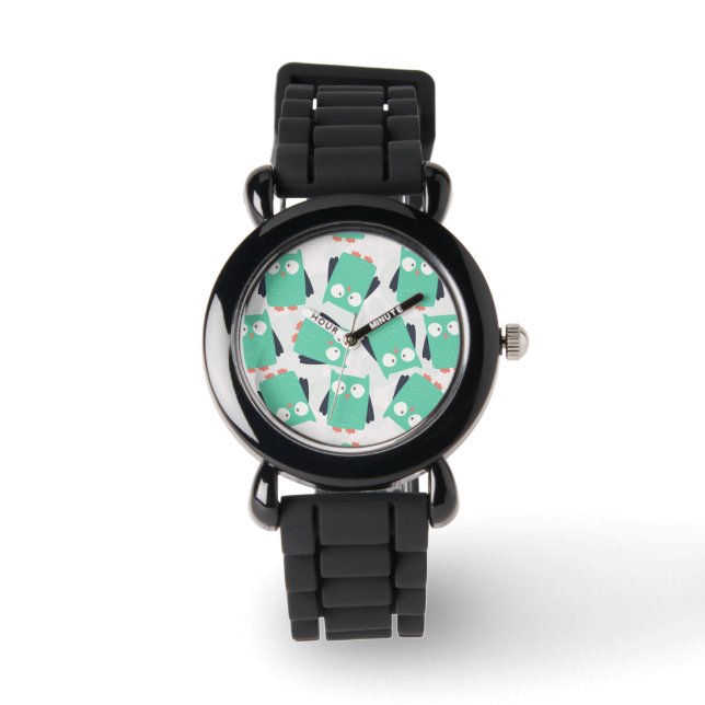 Blauwgroen Whimsical Ownership Horloge (Voorkant)