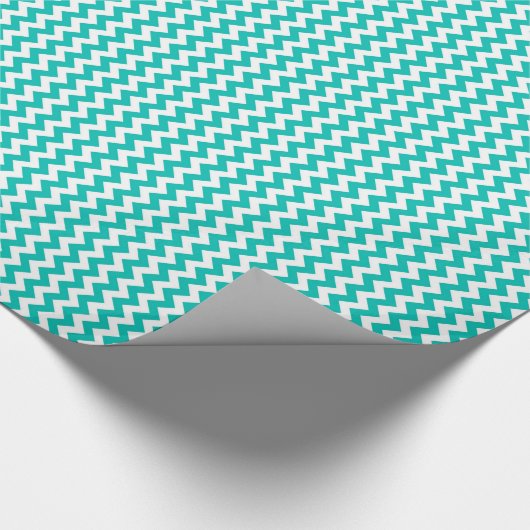 Blauwgroen White Chevron Zig-Zag Pattern Cadeaupapier (Hoek)