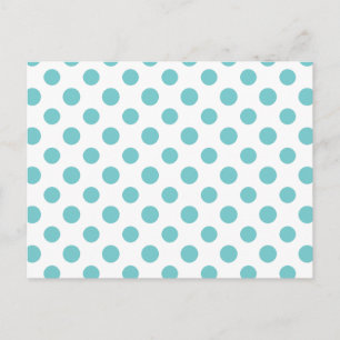 Blauwgroen White Polka Dots Pattern Briefkaart