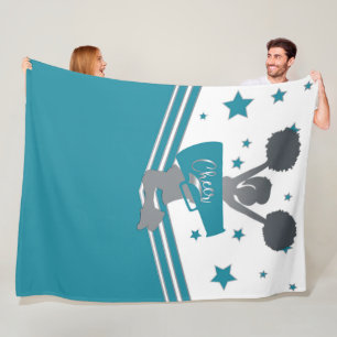 Blauwgroen White Silver Stars Cheer Cheer-toonaang Fleece Deken