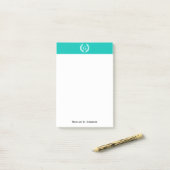 Blauwgroen White Wheat Laurel Wreated Initiaal Mon Post-it® Notes (Op bureau)