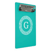 Blauwgroen WHT Grieks Sleutel RND Lijst Initiaal M Mini Klembord (Schuin)