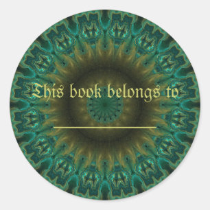 Blauwgroen wiel Kaleidoscoop Ronde Sticker