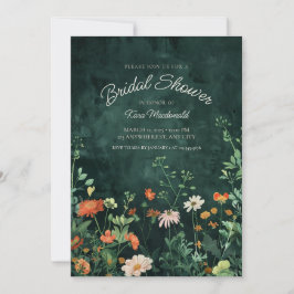 Blauwgroen Wildflower Bridal Shower Invitation Kaart
